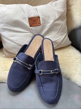 Nautica Navy Blue Slip-On Mule Loafers